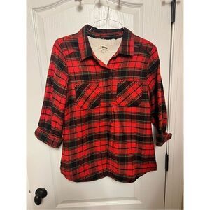 New CI SONO red and green plaid shacket jacket